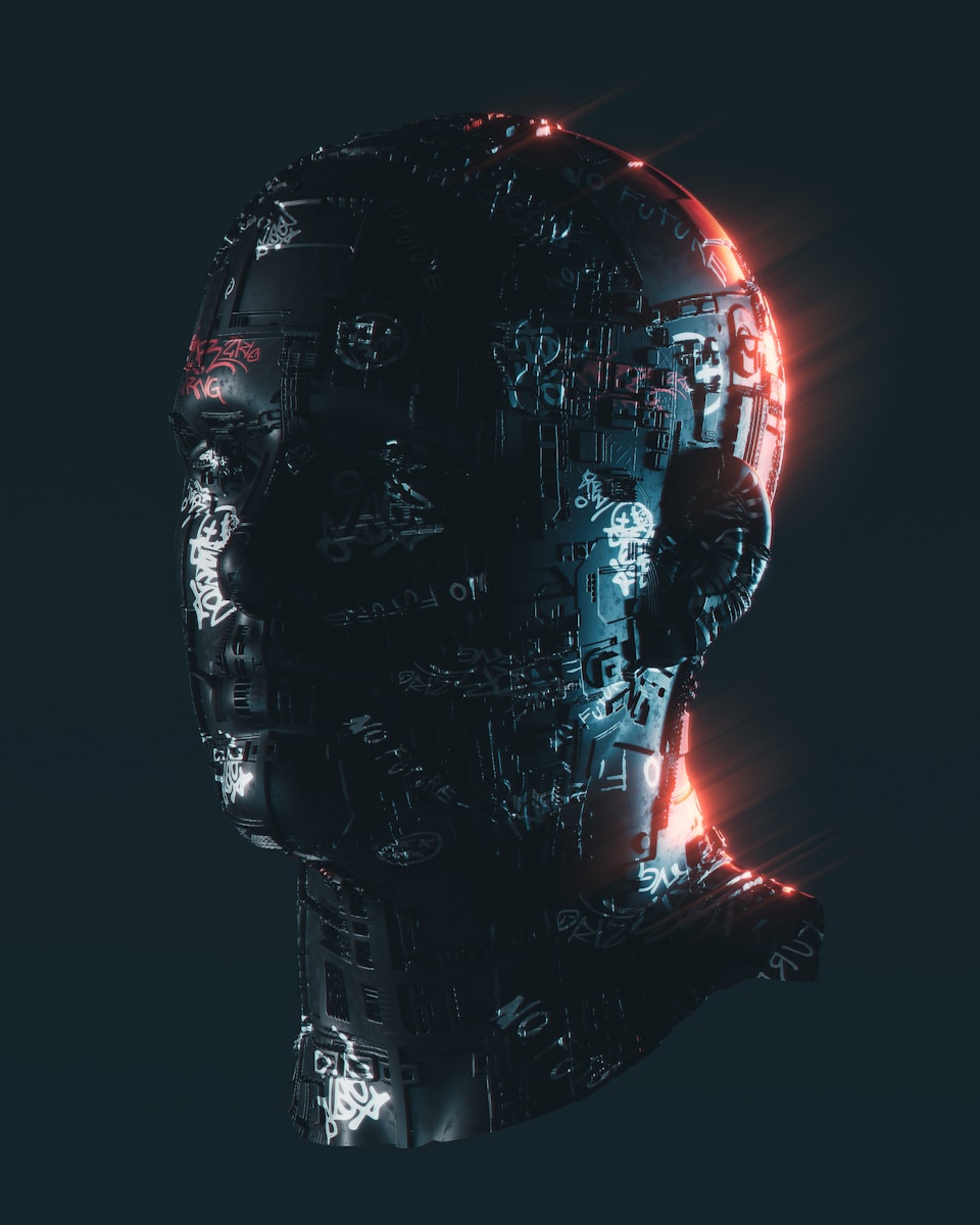 Photo by 8machine _ a man's head with a glowing light coming out of it